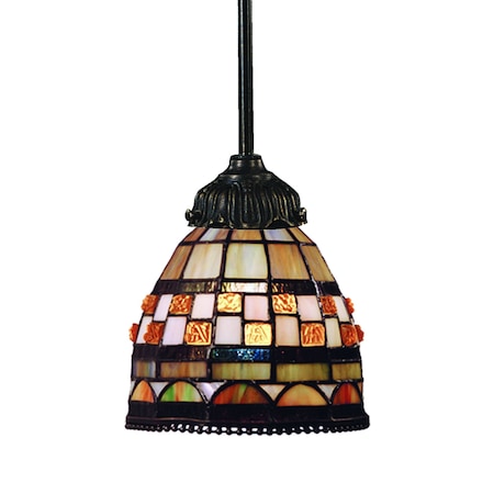 Elk Lighting Jewelstone 1-Lght Mini Pendant in Tiffany Brnz w/Tiffany Style Glass 078-TB-10